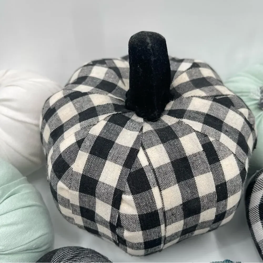PUMPKIN Decor x 7 Home Buffalo Check Blue Table Mantel Fabric Gingham Fall